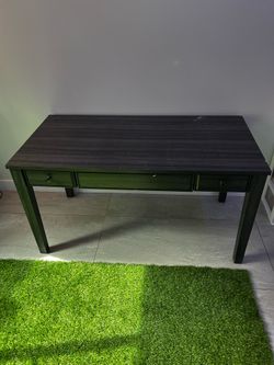 Dark Wood Desk Very Sturdy (Supports 300lb+)