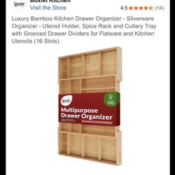 Brand New Luxury Bamboo Kitchen Drawer Organizer 