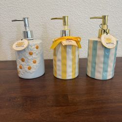 3 New Porcelain Soap Containers 