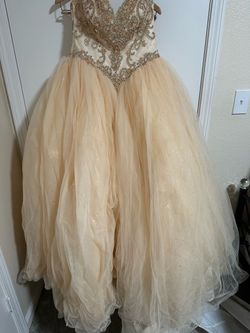 Champagne Beaded Quinceanera Dress