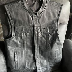 Leather Biker Vest Size M Brand New