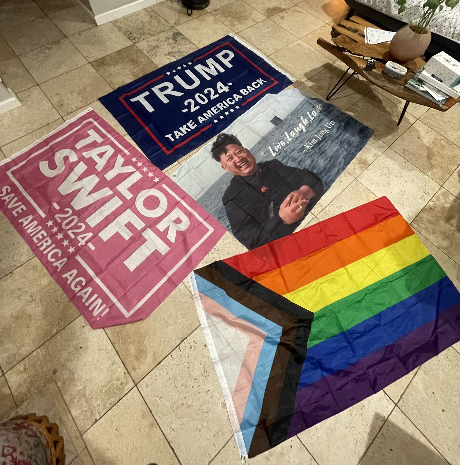 Flags Banner-Taylor swift, trump, Kim jong un