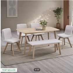 Java 6-Seater Dining Set With Bench