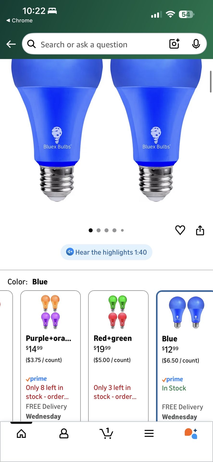2 Pack BlueX LED A21 Blue Light Bulbs - 15W (120Watt Equivalent