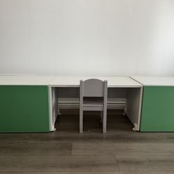 Kids Toy Storage Bench Set with Desk – Good Condition