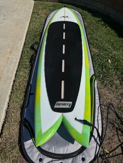 M21 Angry Sardine Big Fish Twin with fins, bag, and leash.