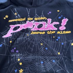 Sp5der hoodie black and pink small