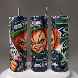 Seattle Seahawks Chucky Horror Skinny Tumbler