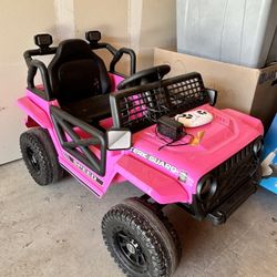 Kids Electric Ride-On Jeep – Pink (Remote Control)