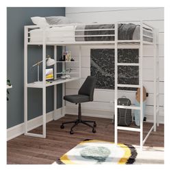 Free Full Size Metal Loft Bed With Desk