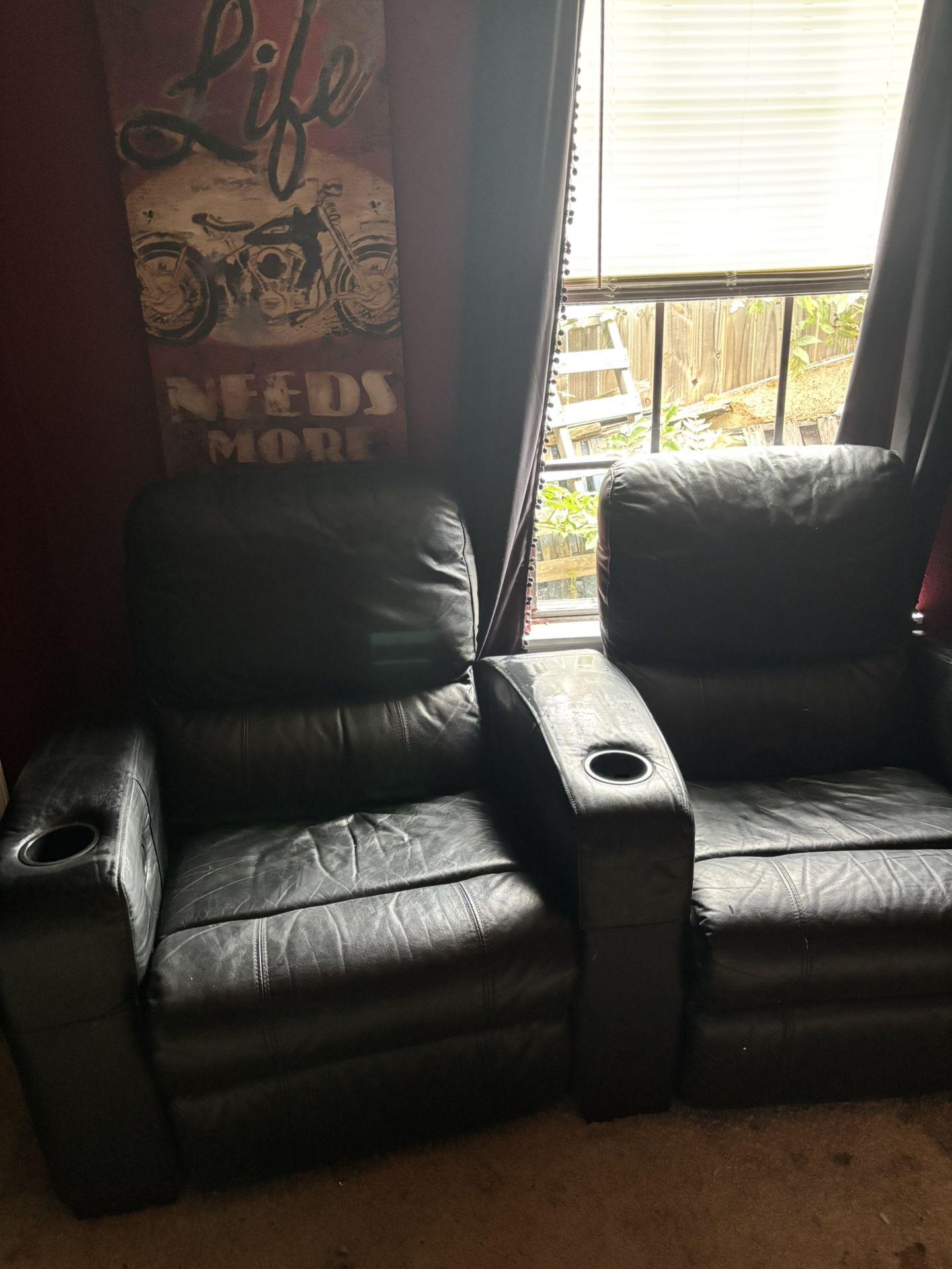 Black Leather Recliner Sectional