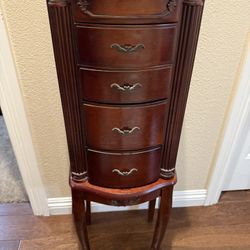 Jewelry Cabinet, Dark Walnut, Jewelry Armoire With Mirror 
