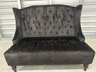 Black Velvet Wingback Loveseat Glam Sofa by House of Hampton Carolina Wayfair