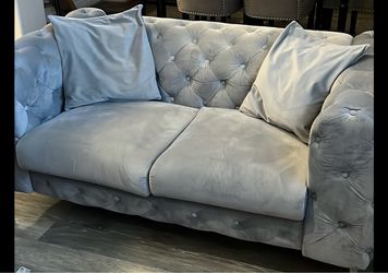 Gray Velvet Sofa Set – 3 Pieces