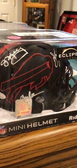 Jim Kelly, Thurman Thomas, Andre Rison Signed Mini Helmet