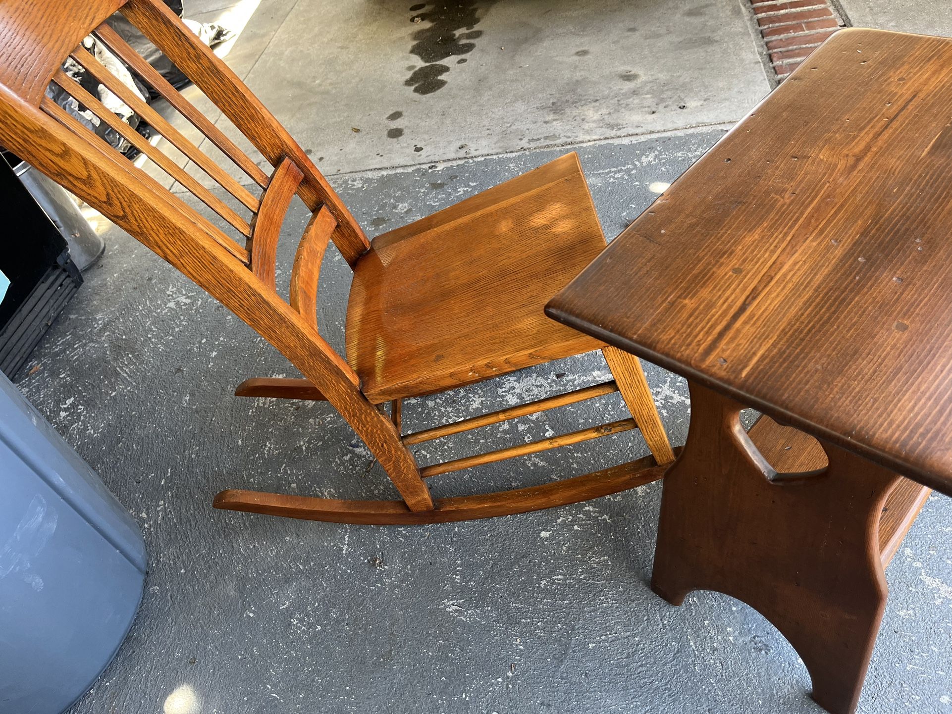 Antique Miniature Rocking Chair And Table