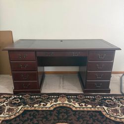 Wooden Desk + Bookshelf