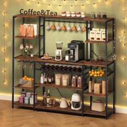 62” Industrial Bakers Rack / Coffee Bar with Power Outlets ✨