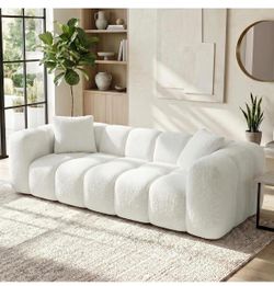KISLOT 84” Boneless Couch No Assembly Required Loveseat Sofa Modern Deep Seat Cloud Couch Modern Compressed Sofa Oversized Upholstered 3-Seater for Li