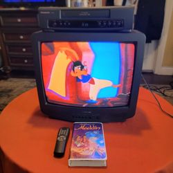 Samsung CRT 19" Gaming TV With Original Remote Plus Panasonic VCR VHS 