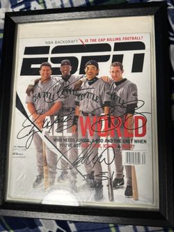 Seattle Mariners Legends Signed ESPN Magazine – Griffey Jr, Ichiro, Edgar & Bret Boone – Framed