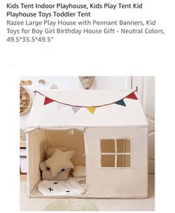 Kids Tent Indoor Playhouse, Kids Play Tent Kid Playhouse Toys Toddler Tent Razee Large Play House with Pennant Banners, Kid Toys for Boy Girl Birthday
