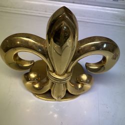 Antique Vintage Gold Fleur De Lis Book End 
