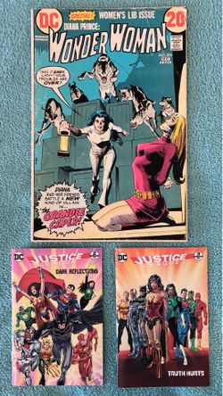 1972 DC Wonder Woman Bondage Cover Comic plus General Mills Mini Justice League Comics