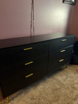 Black Dresser with Gold Handles