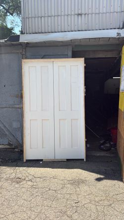 NEW 48” x 80” Primed Double Interior Doors – Matte Black Hinges