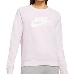 NIKE Women's Essential Swoosh Logo Fleece Sweatshirt Plus Size 3X Pink White $60