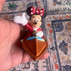 Vintage! Minnie Mouse Santa Christmas Ornament Speed Boat