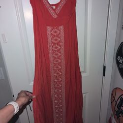 Orange Sundress With Embroidery