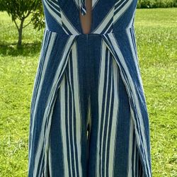 Coco + Jaimeson Women's Striped Cut-Out Wide-Leg Jumpsuit – Size Small