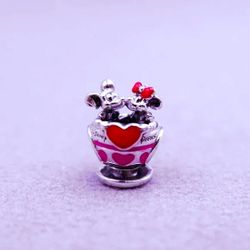 Genuine PANDORA Disney Mickey & Minnie in a Teacup Charm W/Pouch