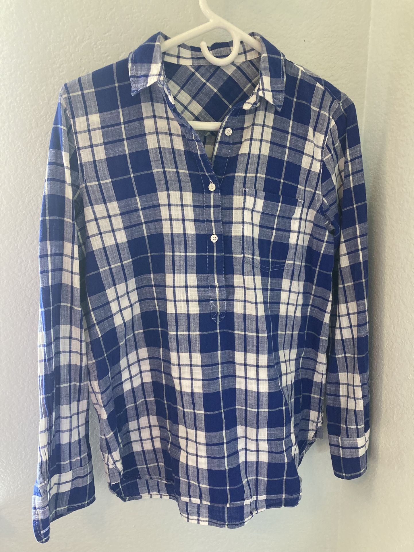 J.Crew Blue and White Plaid Button Down Shirt