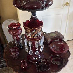 Crystal and red glass collection
