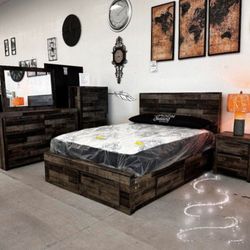 🎀Derekson Bedroom Set🛏️4 Piece Price !!!(QB/D/M/N)💒