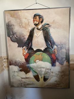 Vintage Matted Robert Owen Clown Litho Top of the World 