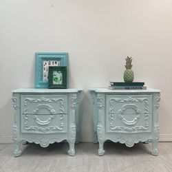 Baby Blue Victorian Nightstand Set 