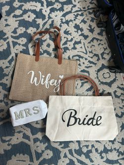 BRAND NEW  Bride Bag/Tote Wifey Bag/Tote,  and MRS small travel bag