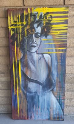 Large Original Painting Woman Female Nightgown Portrait 4 Ft X 2 Ft