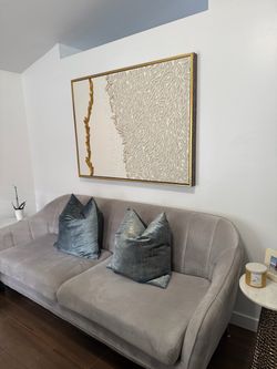 Gray Velvet Channel Tufted Sofa