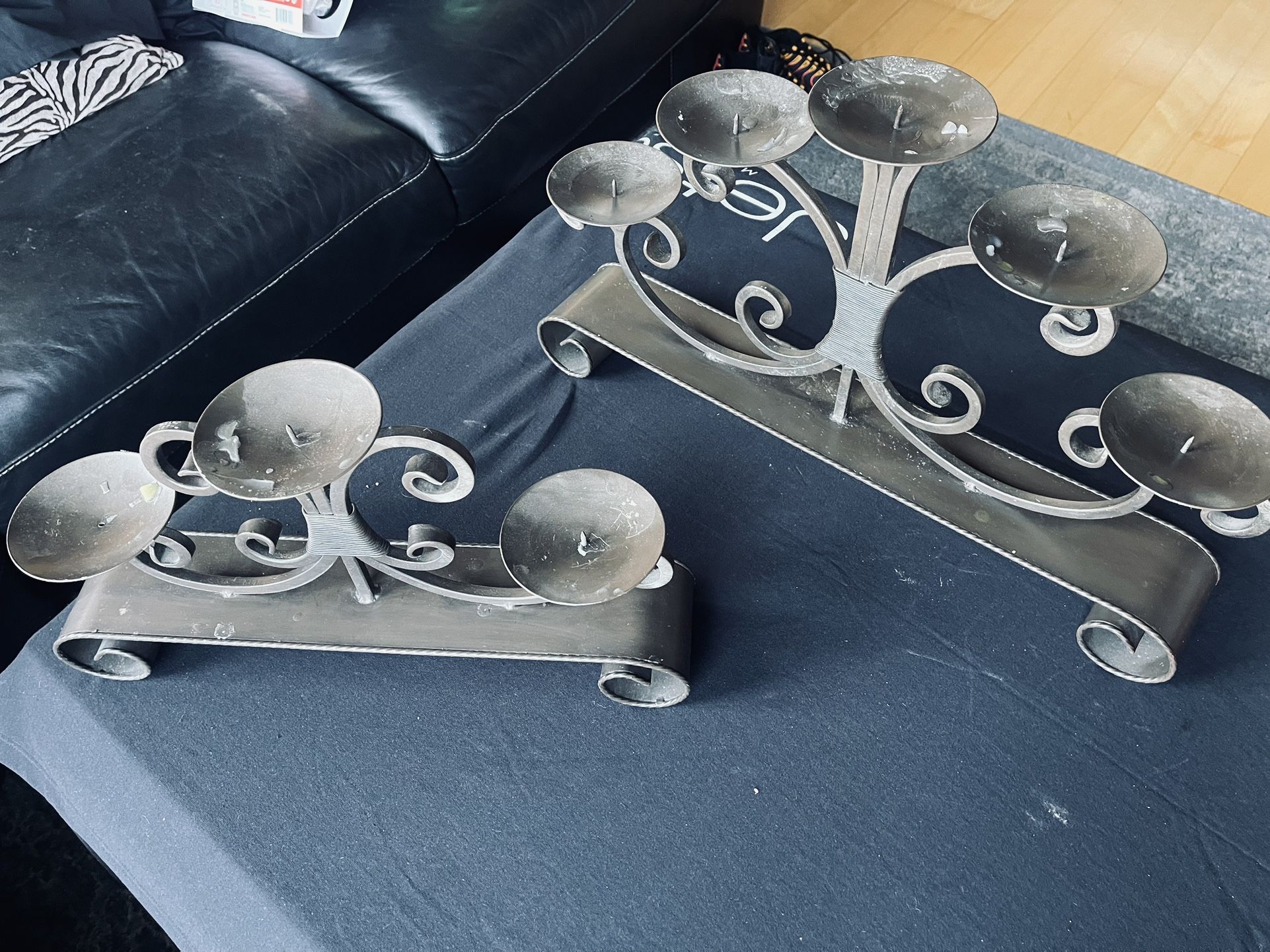 Metal Candle Holders / Vintage / Dark Bronze
