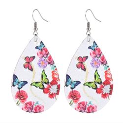 Butterflies & Flowers Boho Teardrop Dangle Earrings