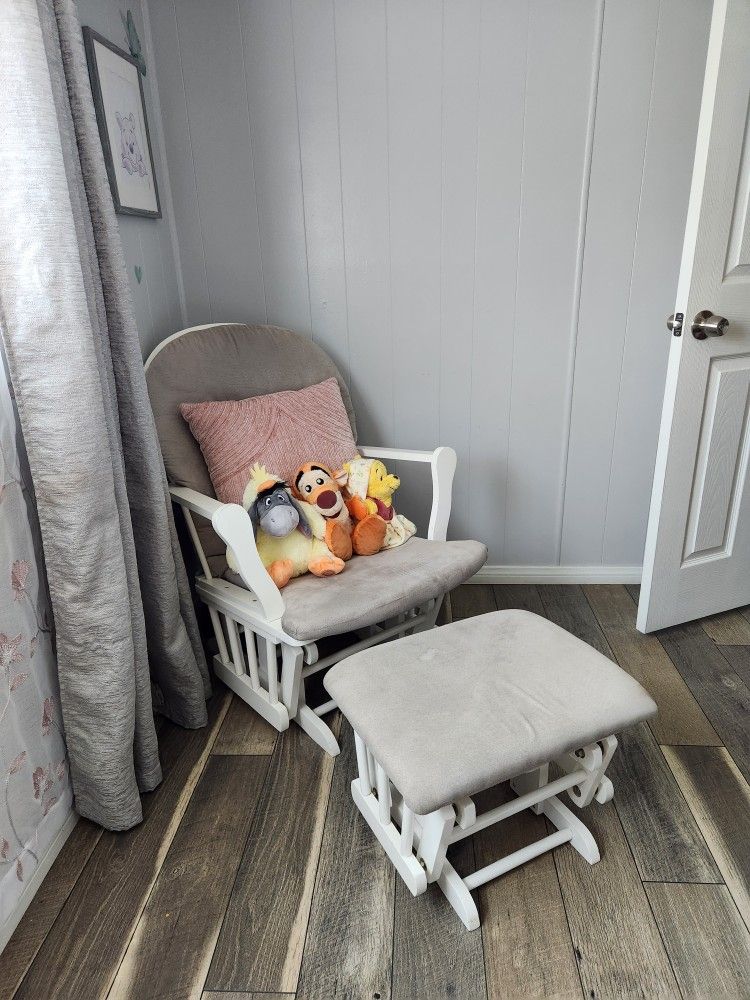 Footrest Grey Wooden Rocking Chair Grey Recliner Lounger Wooden