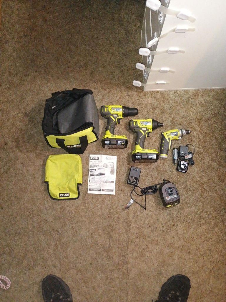 Ryobi Three Drill Set