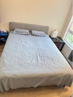 Queen Bed Frame + Mattress Included – Good Condition