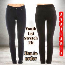 Pro5 Junior Black Pants – Slim Stretch Fit Youth Size 15