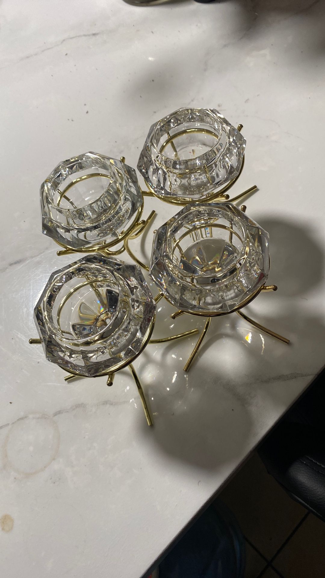 Solitaire, Diamond Shaped, Vaotive Tea, Light Candle Holder, Gold Stand